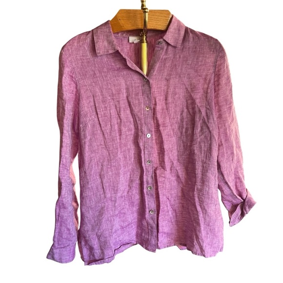 J. Jill Tops - J Jill Love Linen Lilac Purple 100% Linen Button Down Shirt Pearlescent Buttons